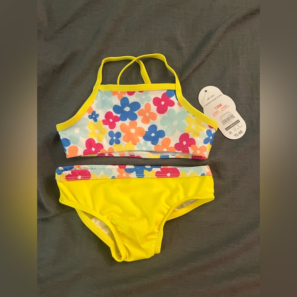 Wonder Nation Yellow Bikini Floral Swim Set - Picture 2 of 6